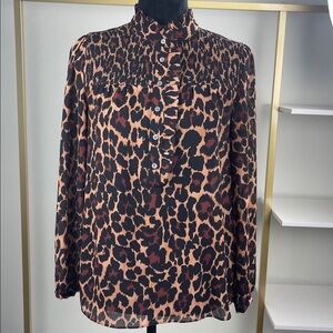 J.Crew Leopard Print Button-Up Blouse Ladies Size S